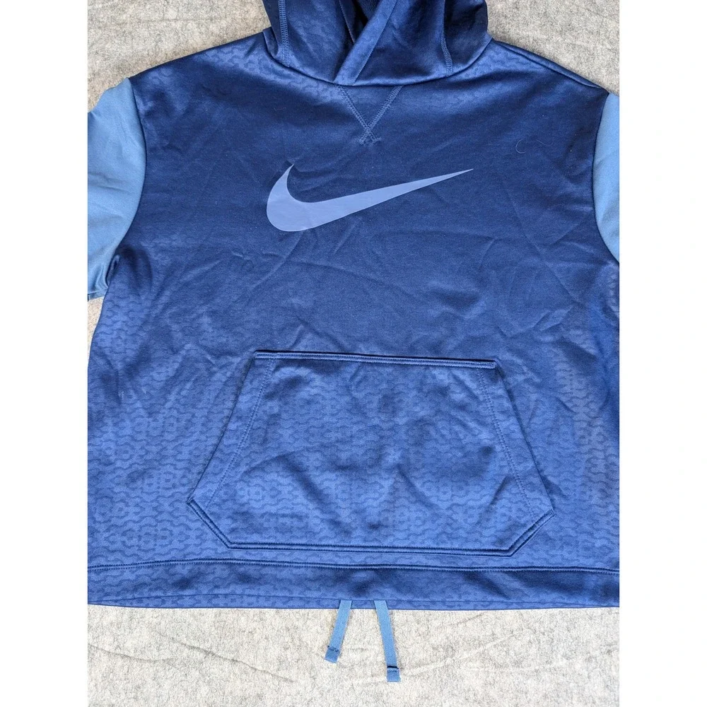Nike Dri-FIT Kids‎ Blue Geometric Pattern Pullover Hoodie XL Long Sleeve Logo
